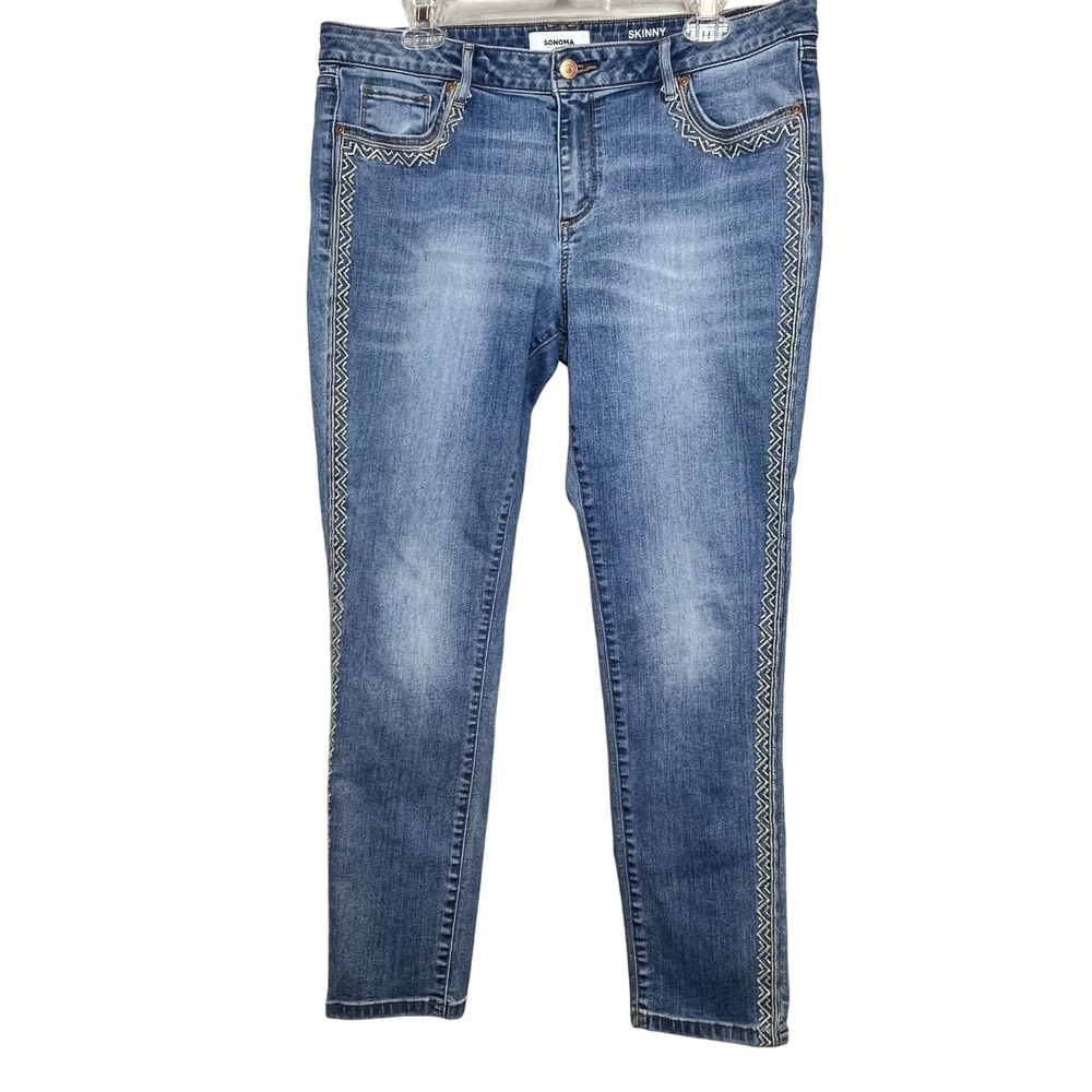 Aztec Embellished Blue Jeans Denim Womenss Size‎ 16